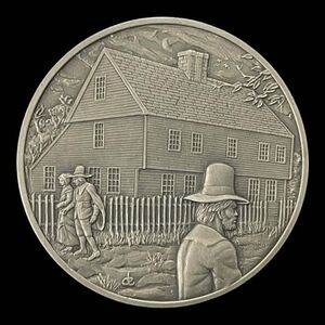 Franklin Mint History of Colonial America Pewter Medal Harvard College Vintage